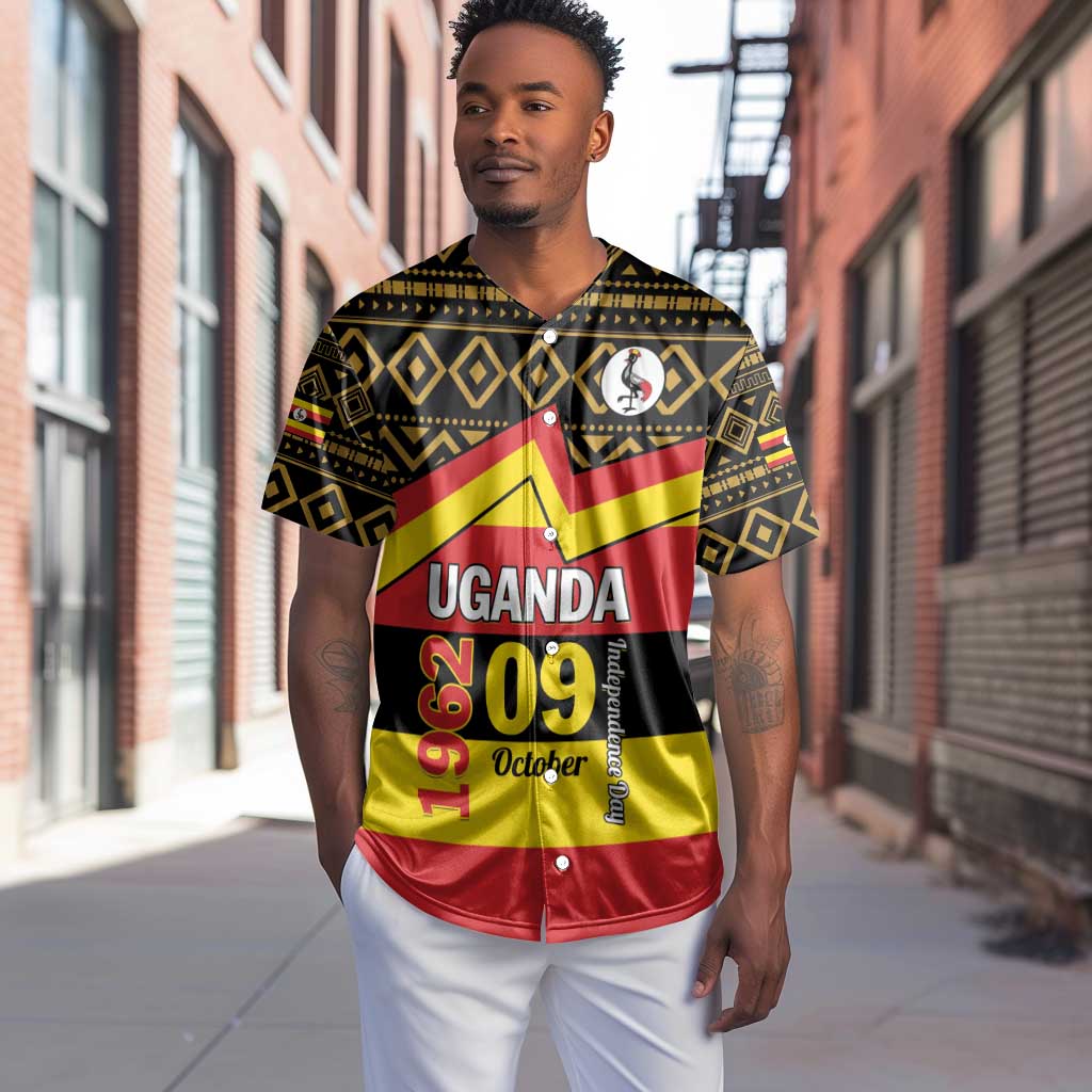 Personalized Uganda Baseball Jersey African Pattern - Independence Day 1962 LT01
