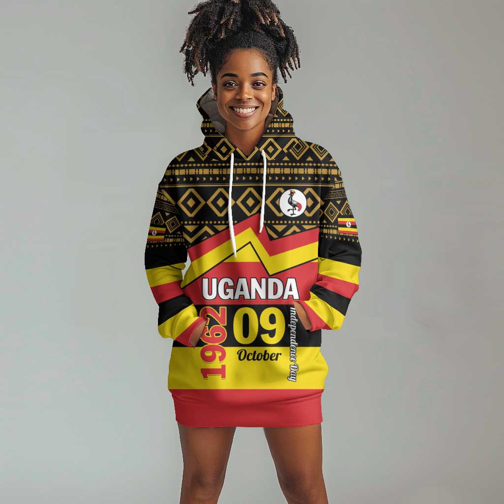 Personalized Uganda Hoodie Dress African Pattern - Independence Day 1962 LT01