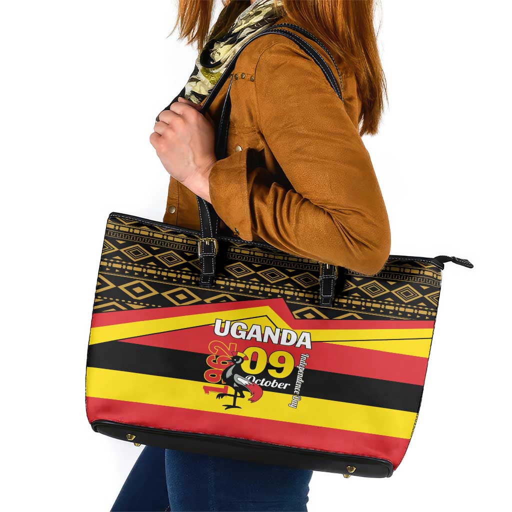 Uganda Independence Day 1962 Leather Tote Bag African Pattern LT01