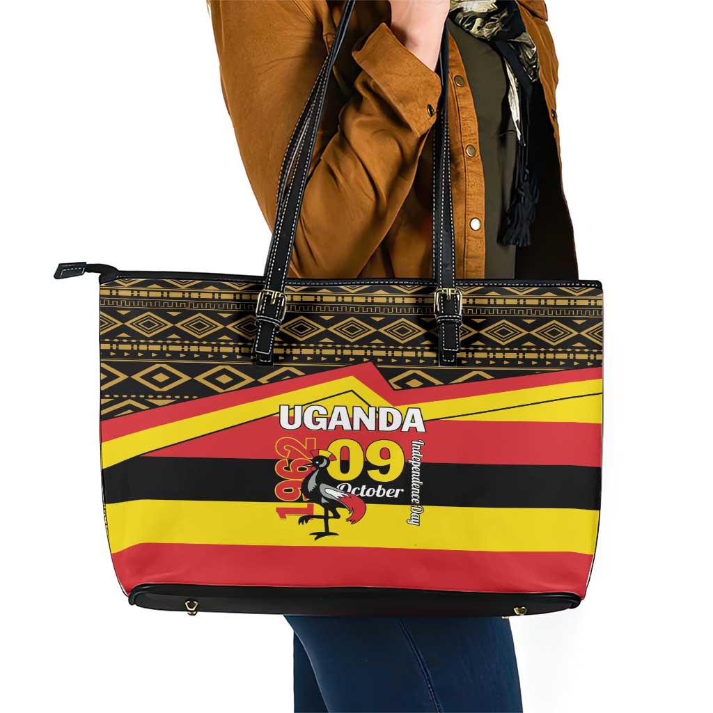 Uganda Independence Day 1962 Leather Tote Bag African Pattern LT01