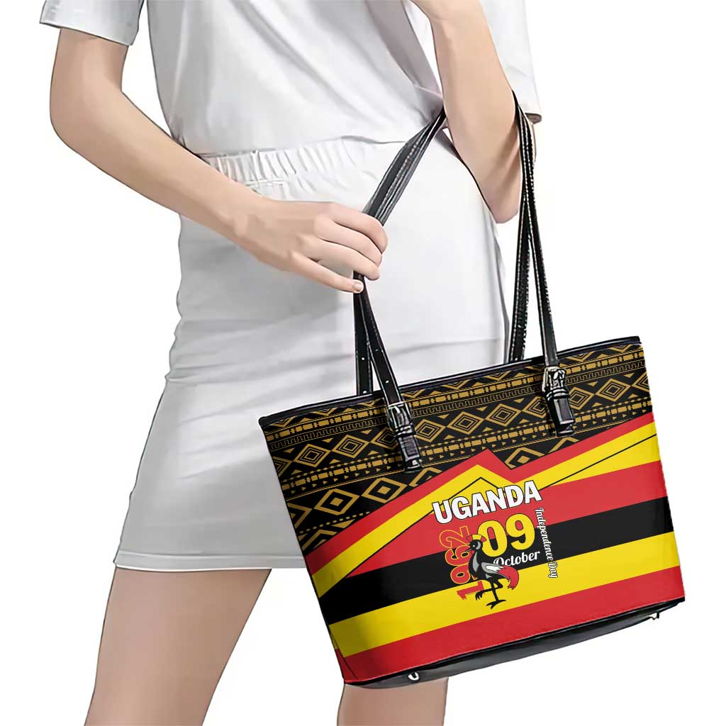 Uganda Independence Day 1962 Leather Tote Bag African Pattern LT01