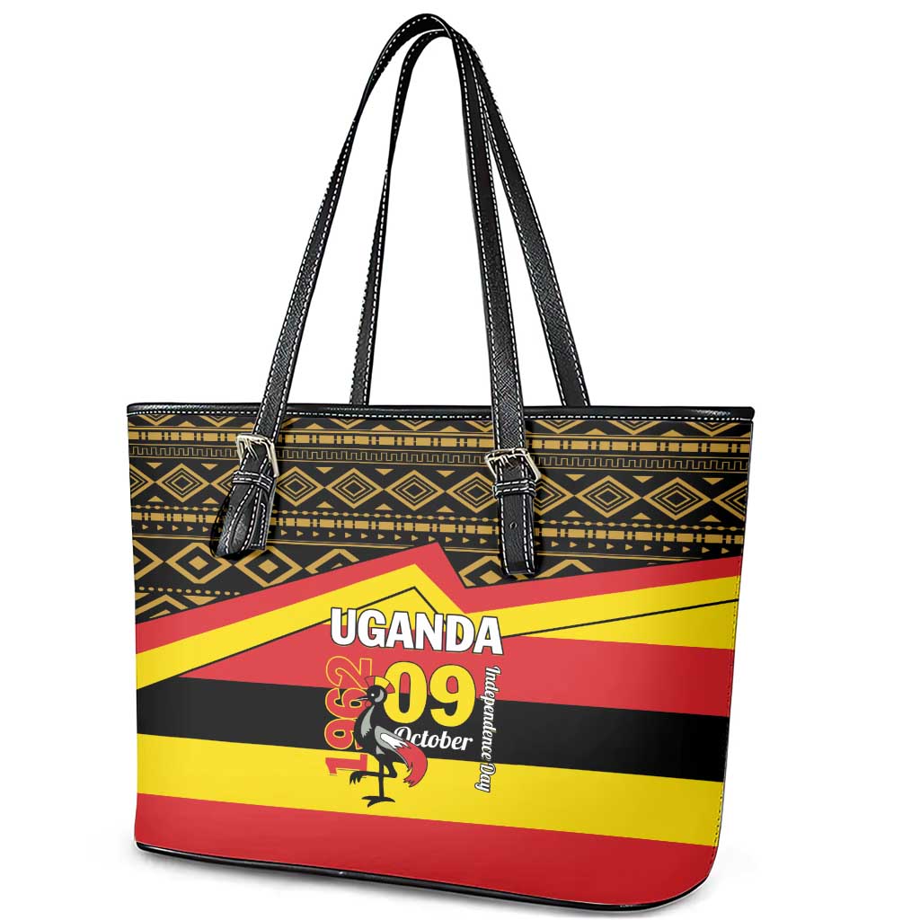 Uganda Independence Day 1962 Leather Tote Bag African Pattern LT01