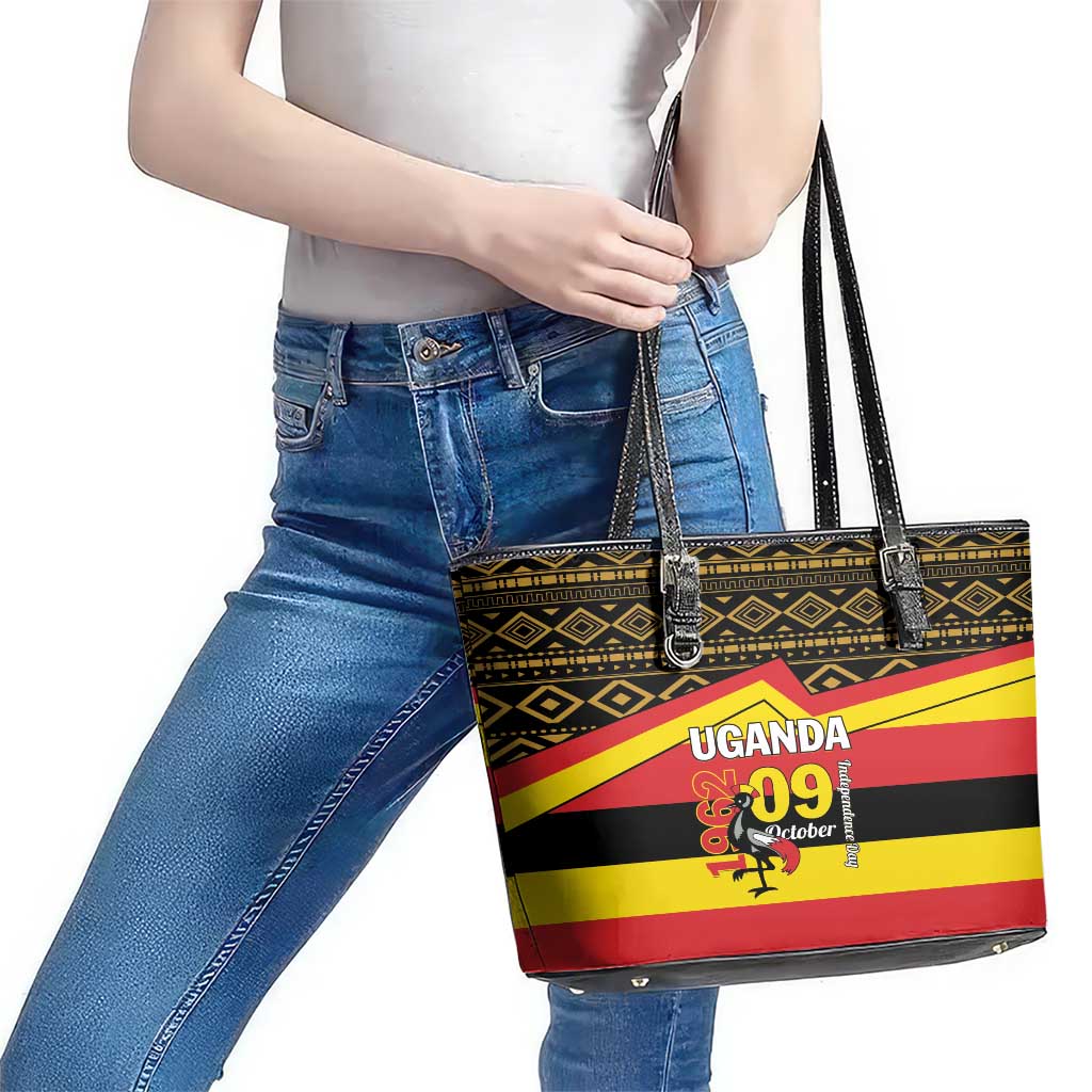 Uganda Independence Day 1962 Leather Tote Bag African Pattern LT01