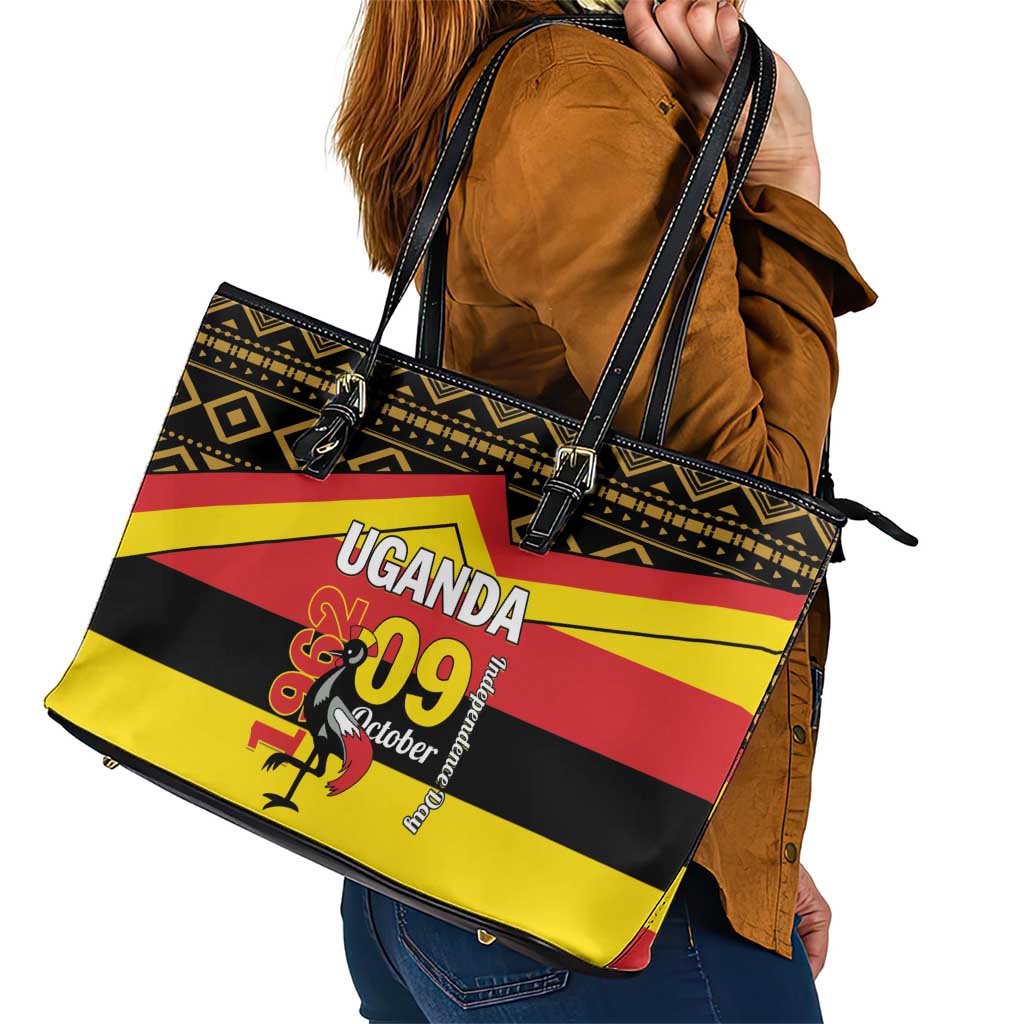 Uganda Independence Day 1962 Leather Tote Bag African Pattern LT01