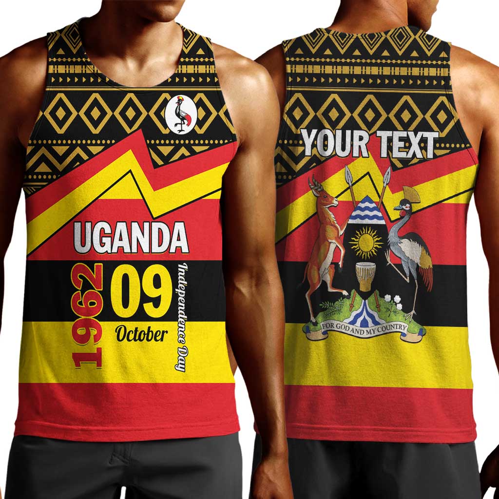 Personalized Uganda Men Tank Top African Pattern - Independence Day 1962 LT01