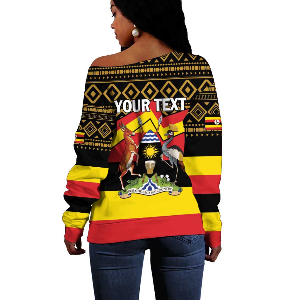 Personalized Uganda Off Shoulder Sweater African Pattern - Independence Day 1962 LT01