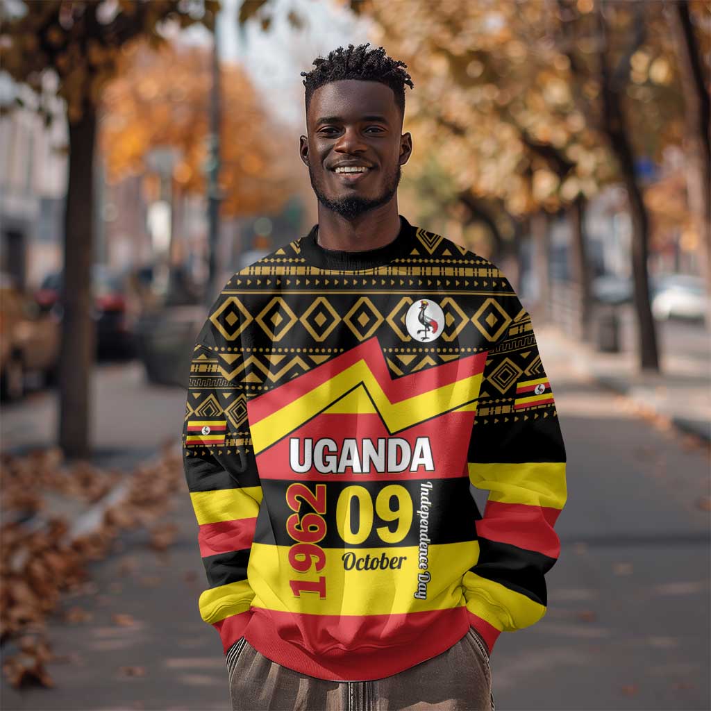 Personalized Uganda Sweatshirt African Pattern - Independence Day 1962 LT01