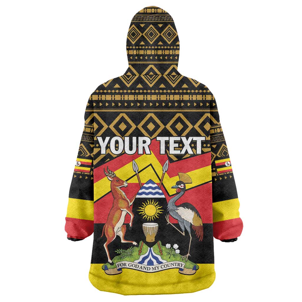 Personalized Uganda Wearable Blanket Hoodie African Pattern - Independence Day 1962 LT01