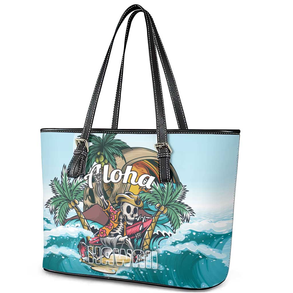 Aloha Hawaii Skeleton Leather Tote Bag Tropical Summer Vibe LT01
