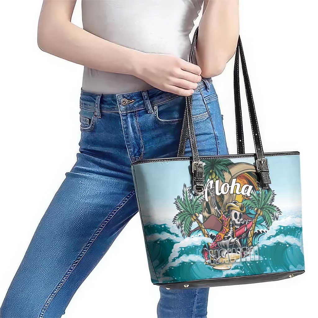 Aloha Hawaii Skeleton Leather Tote Bag Tropical Summer Vibe LT01