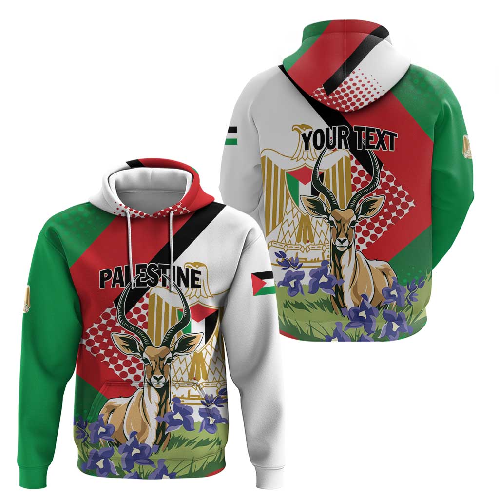 Personalized Palestine Hoodie Mountain Gazelle With Faqqua Iris LT01