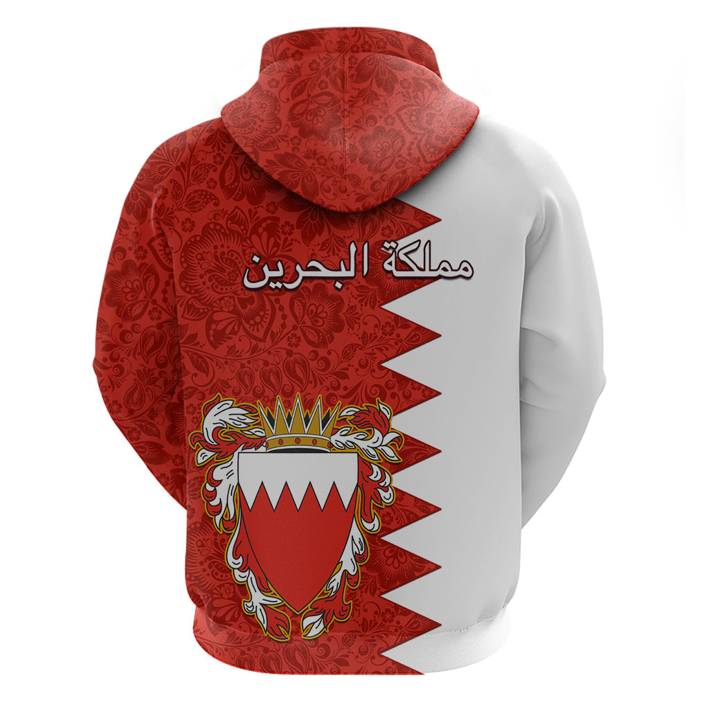 Bahrain Independence Day Hoodie Bahrayn Coat Of Arms Floral Pattern LT01
