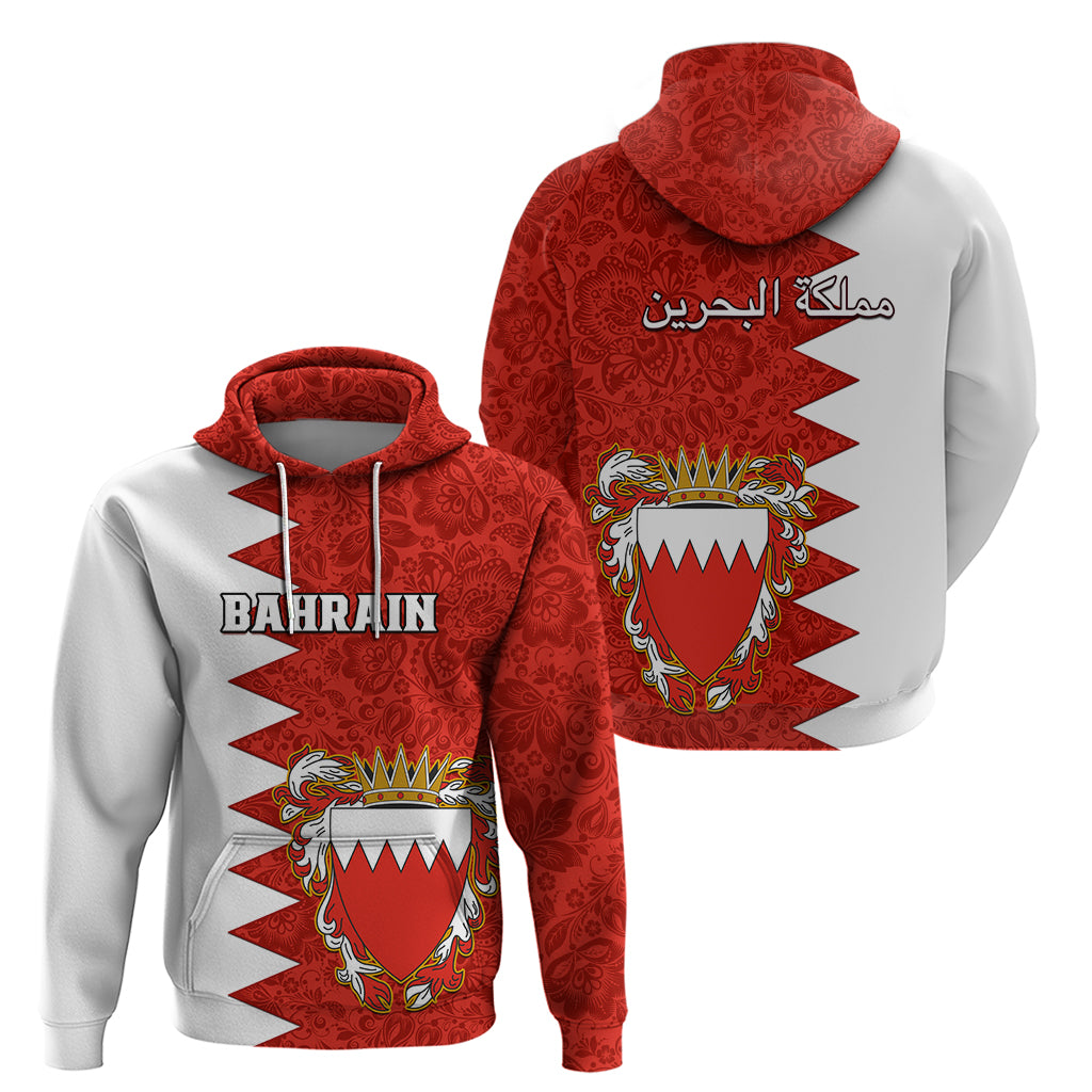 Bahrain Independence Day Hoodie Bahrayn Coat Of Arms Floral Pattern LT01