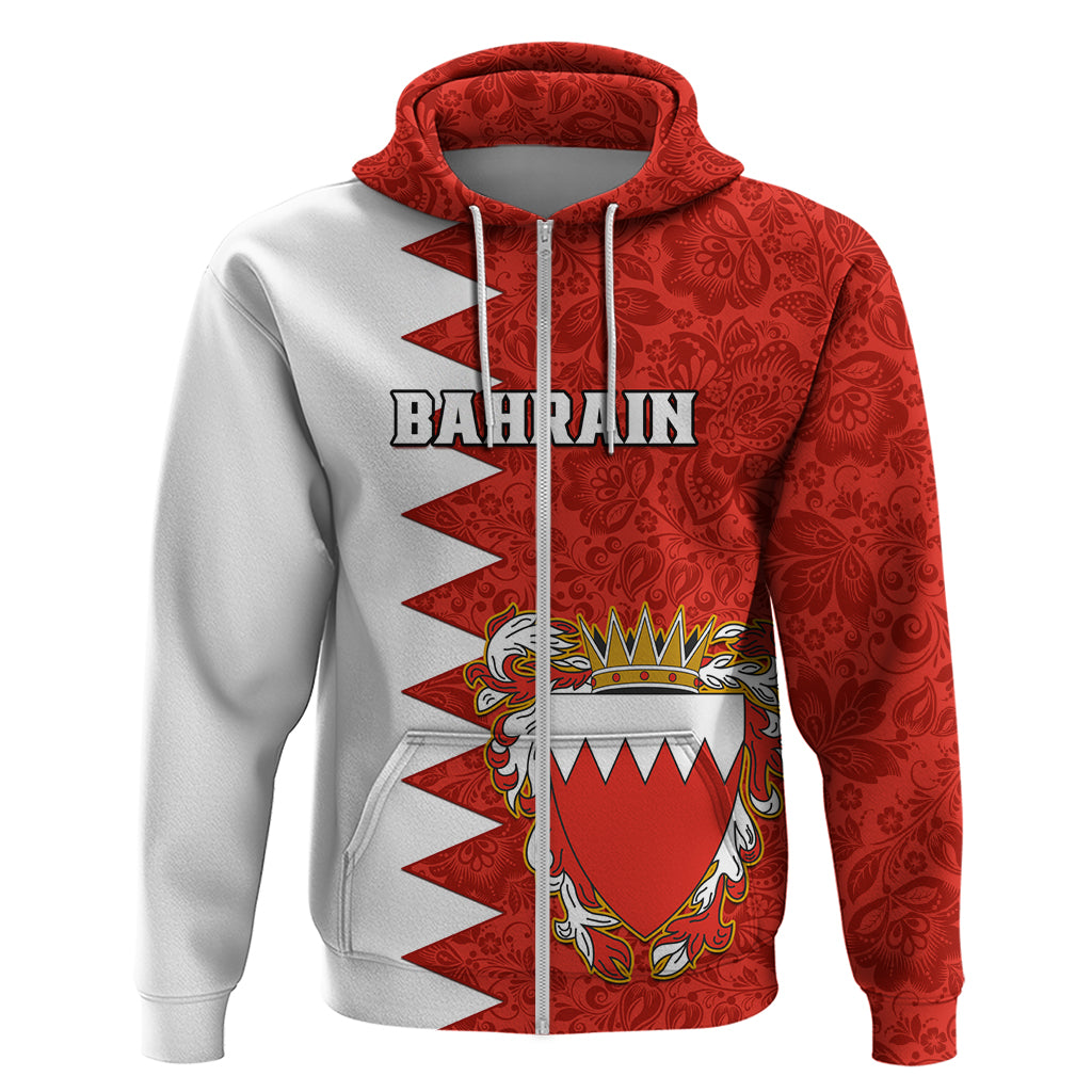 Bahrain Independence Day Hoodie Bahrayn Coat Of Arms Floral Pattern LT01