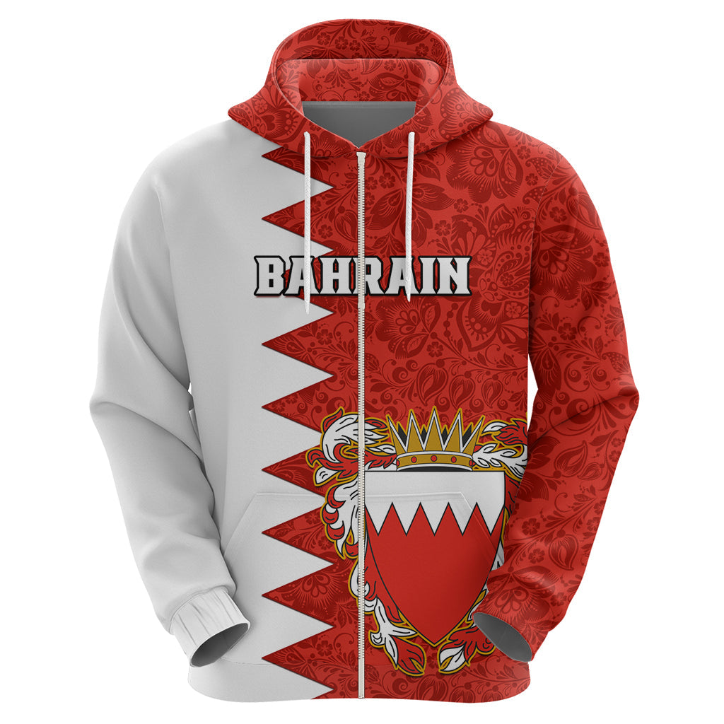 Bahrain Independence Day Hoodie Bahrayn Coat Of Arms Floral Pattern LT01