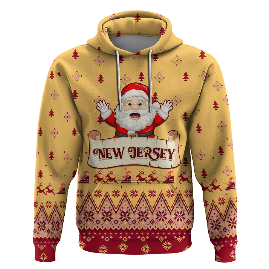 New Jersey Christmas Hoodie Cheerful Santa Claus Xmas Pattern LT01