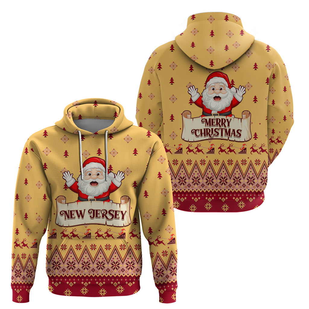 New Jersey Christmas Hoodie Cheerful Santa Claus Xmas Pattern LT01
