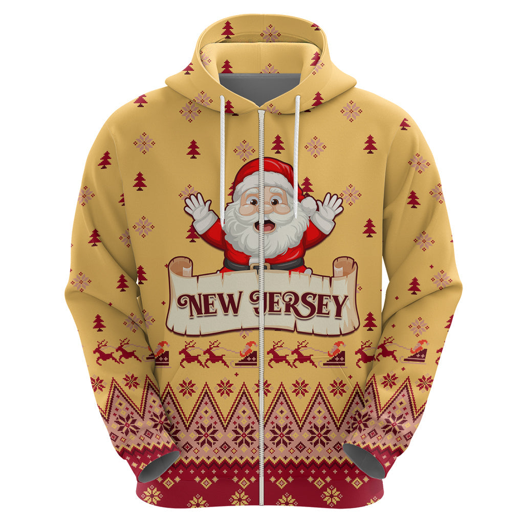 New Jersey Christmas Hoodie Cheerful Santa Claus Xmas Pattern LT01
