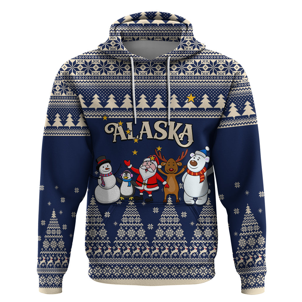 Custom Alaska Christmas Hoodie Santa Claus With Snowman Reindeer Penguin LT01