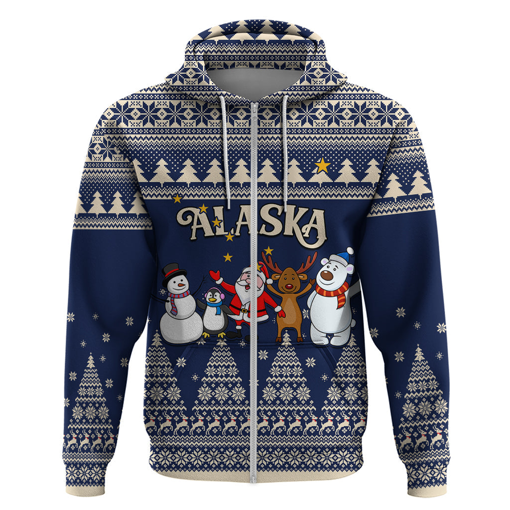 Custom Alaska Christmas Hoodie Santa Claus With Snowman Reindeer Penguin LT01