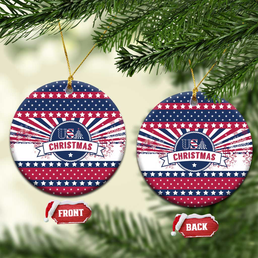 USA Christmas Ceramic Ornament The Stars and Stripes Xmas Style LT01