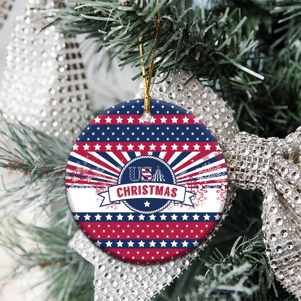 USA Christmas Ceramic Ornament The Stars and Stripes Xmas Style LT01