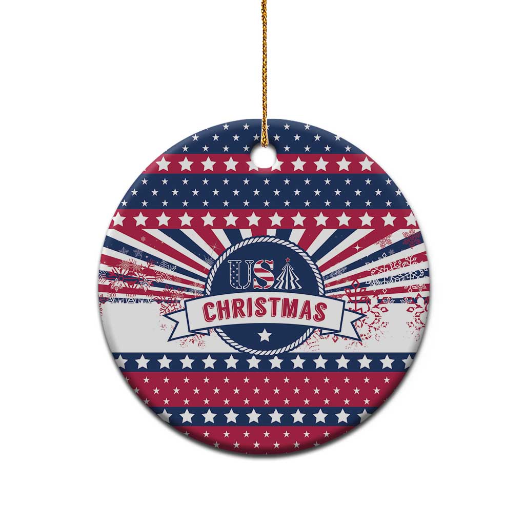 USA Christmas Ceramic Ornament The Stars and Stripes Xmas Style LT01