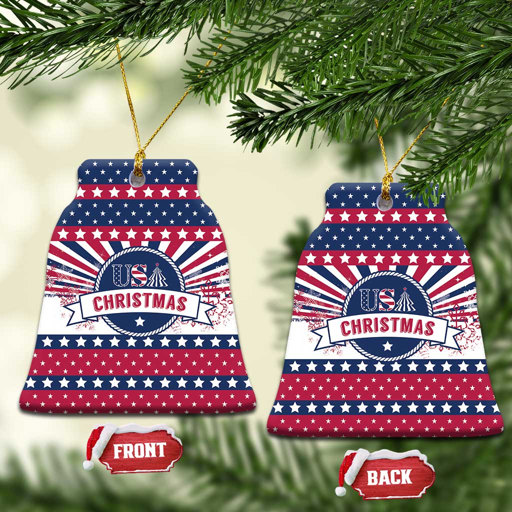 USA Christmas Ceramic Ornament The Stars and Stripes Xmas Style LT01