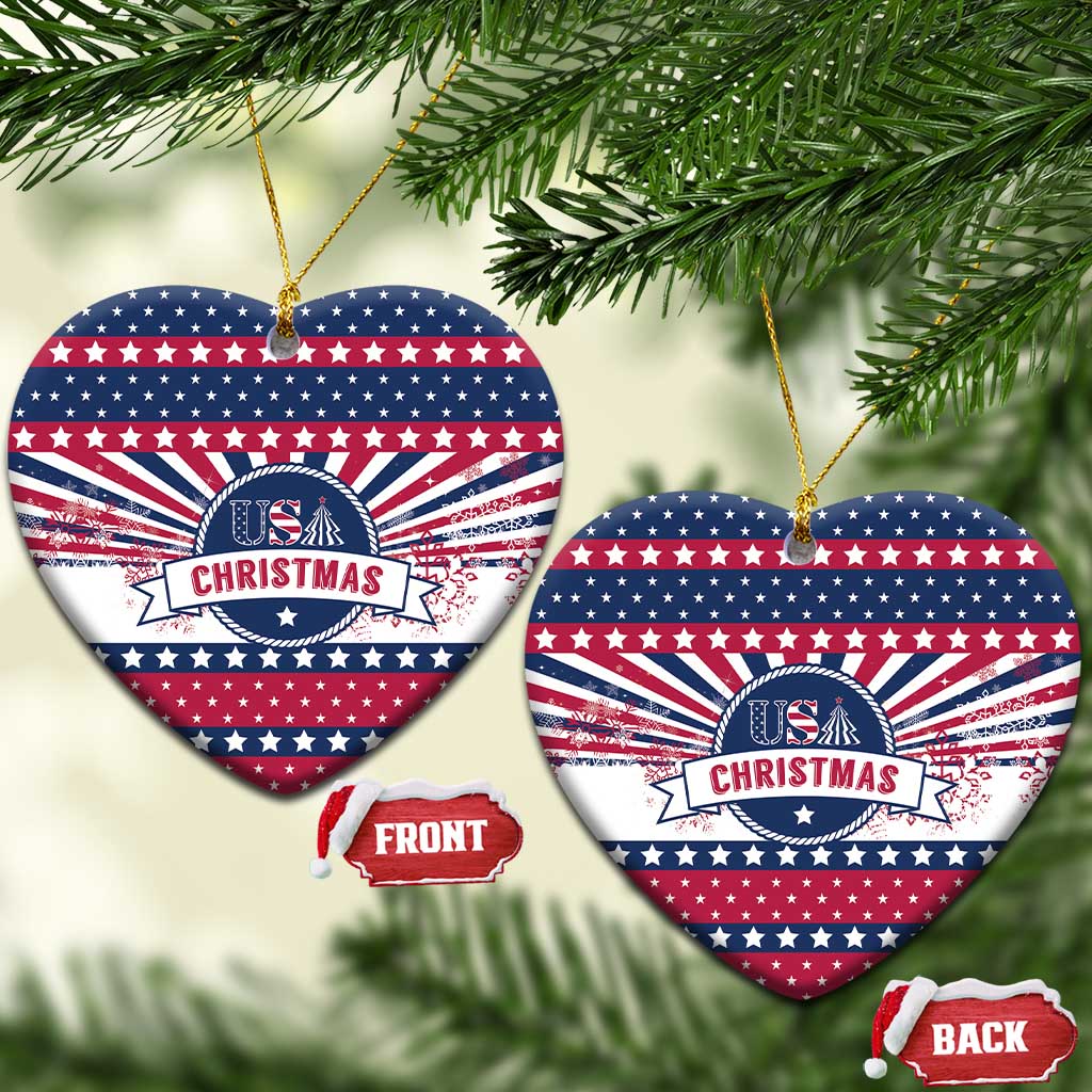 USA Christmas Ceramic Ornament The Stars and Stripes Xmas Style LT01