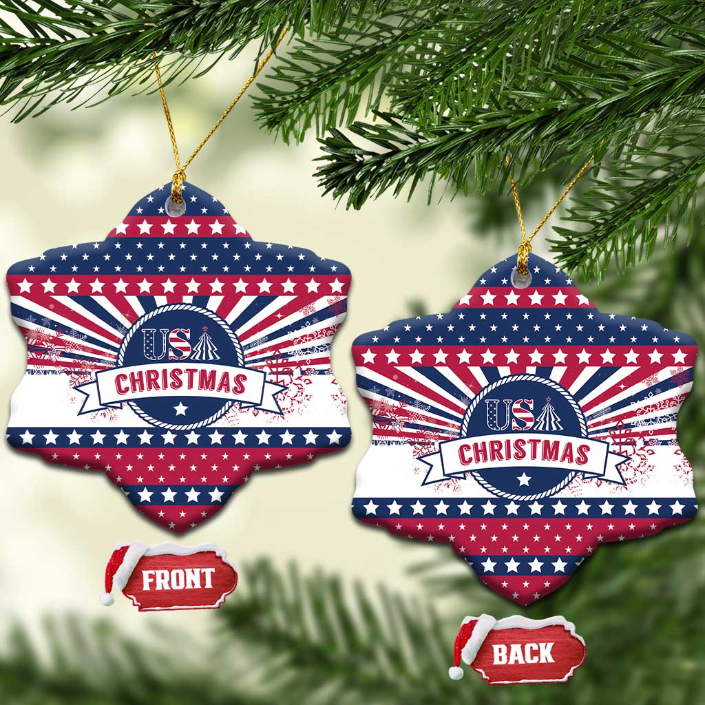 USA Christmas Ceramic Ornament The Stars and Stripes Xmas Style LT01