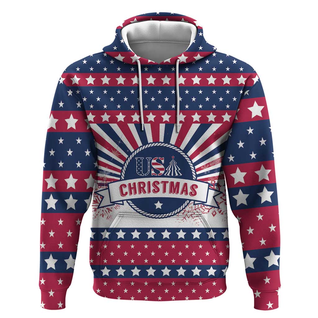 USA Christmas Hoodie The Stars and Stripes Xmas Style LT01