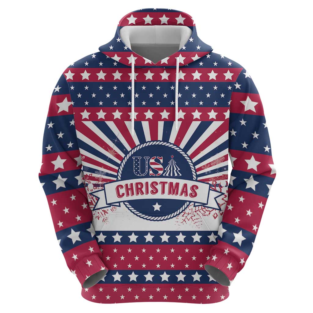 USA Christmas Hoodie The Stars and Stripes Xmas Style LT01