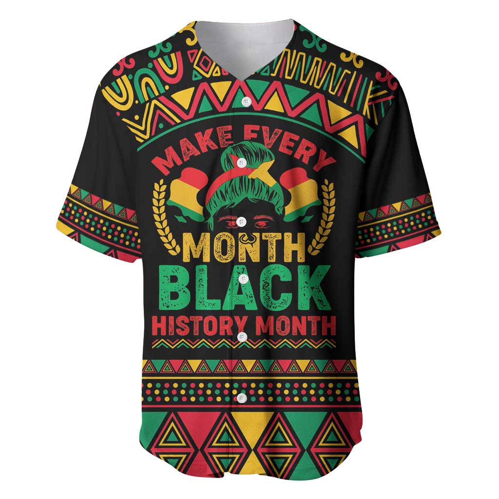 Make Every Month Black History Month Baseball Jersey African Pattern LT01