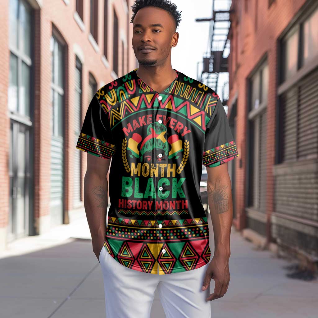 Make Every Month Black History Month Baseball Jersey African Pattern LT01