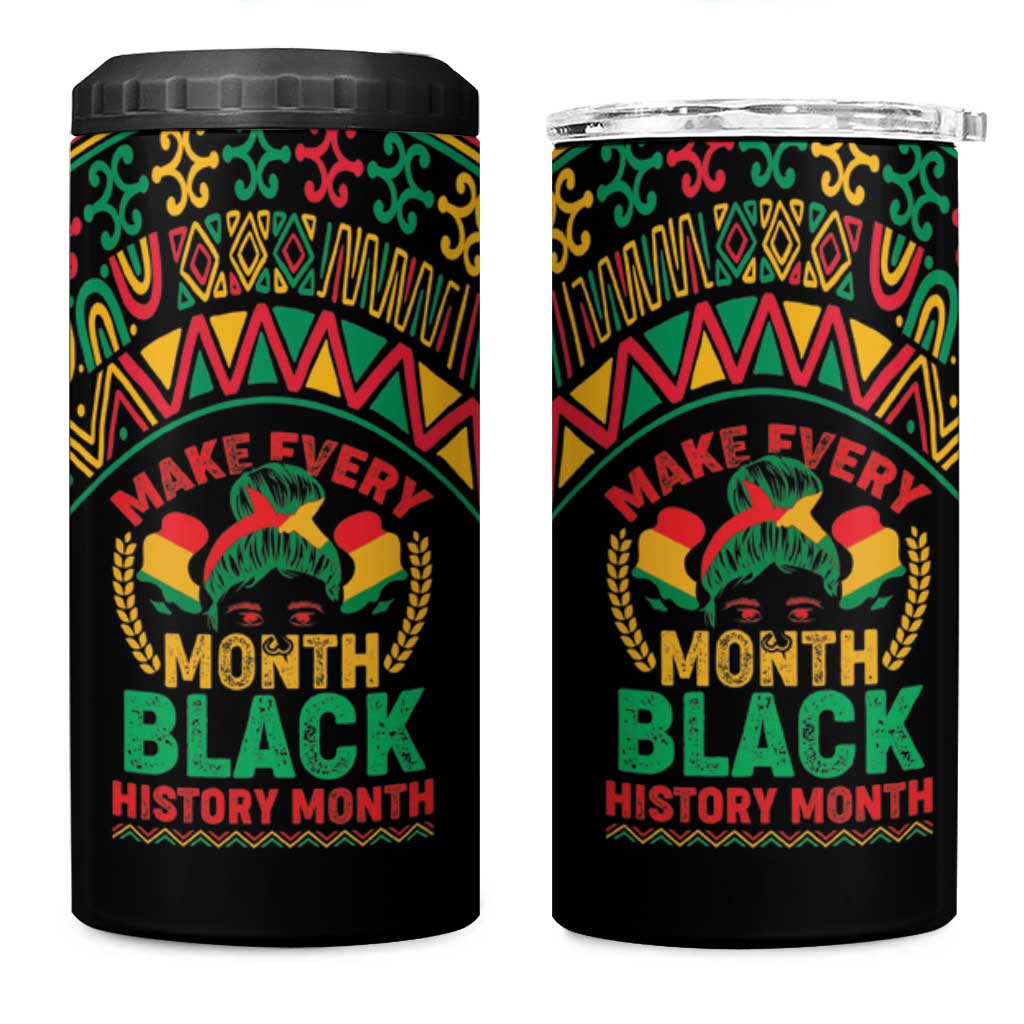 Make Every Month Black History Month 4 in 1 Can Cooler Tumbler African Pattern LT01