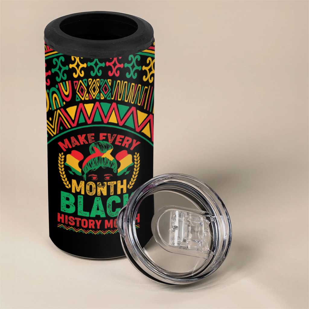 Make Every Month Black History Month 4 in 1 Can Cooler Tumbler African Pattern LT01
