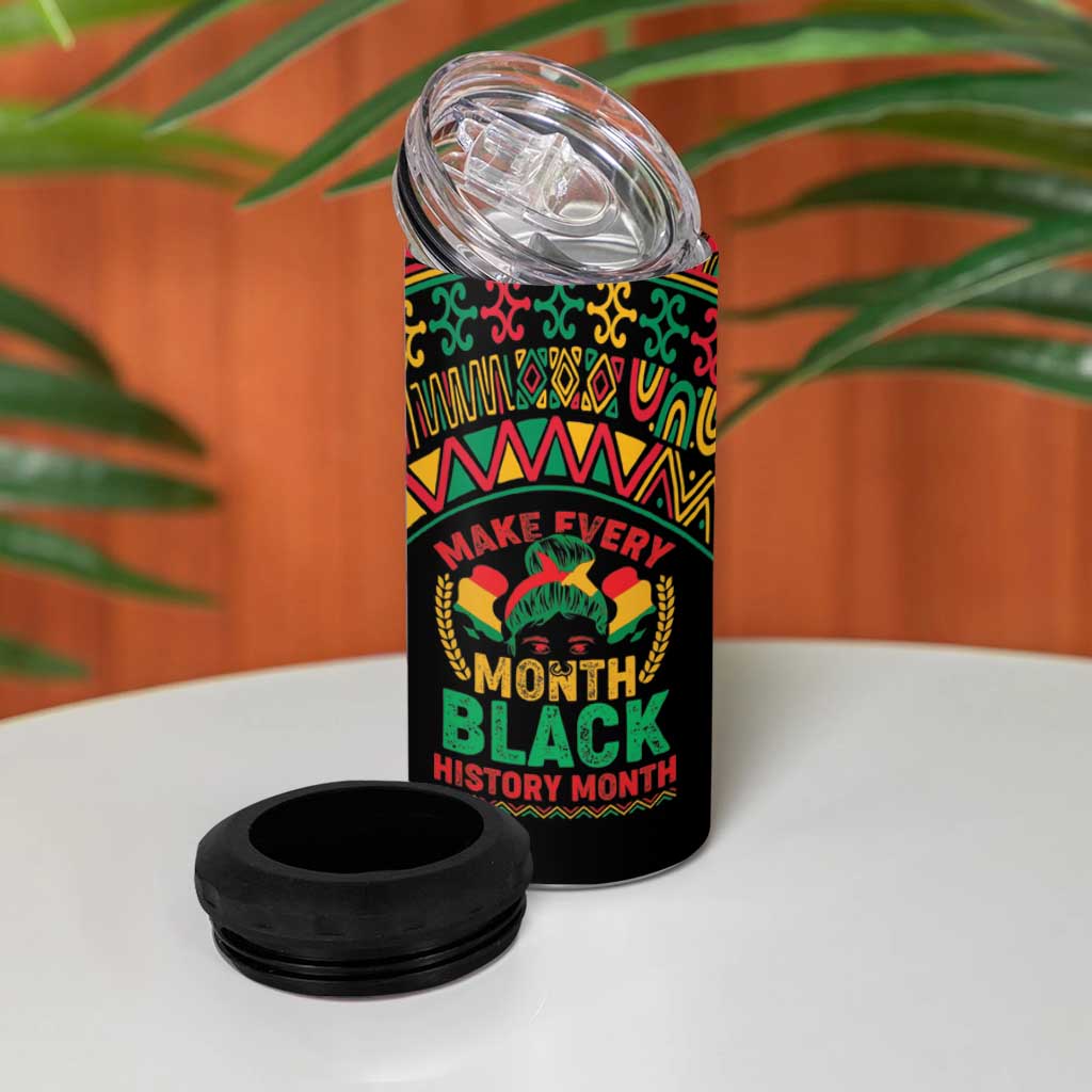 Make Every Month Black History Month 4 in 1 Can Cooler Tumbler African Pattern LT01