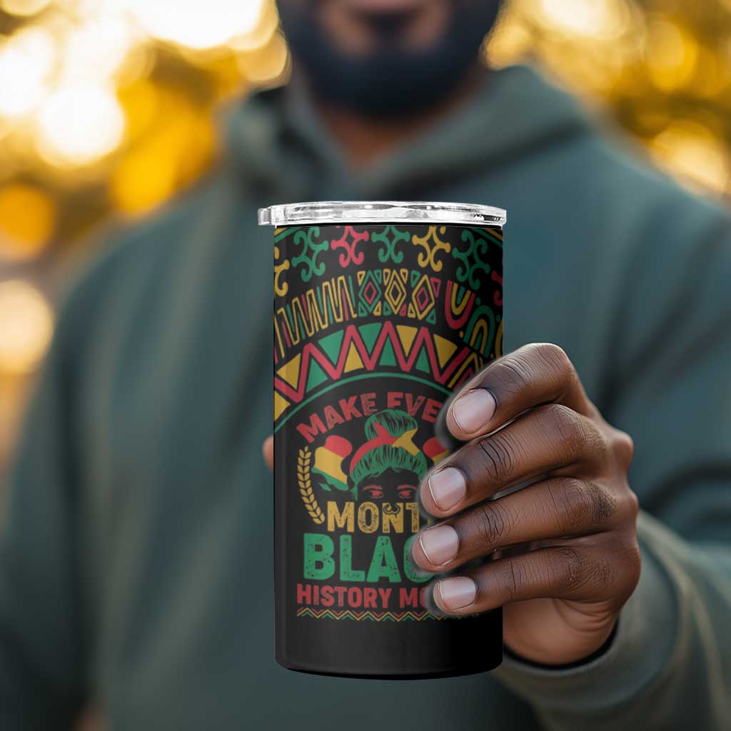 Make Every Month Black History Month 4 in 1 Can Cooler Tumbler African Pattern LT01