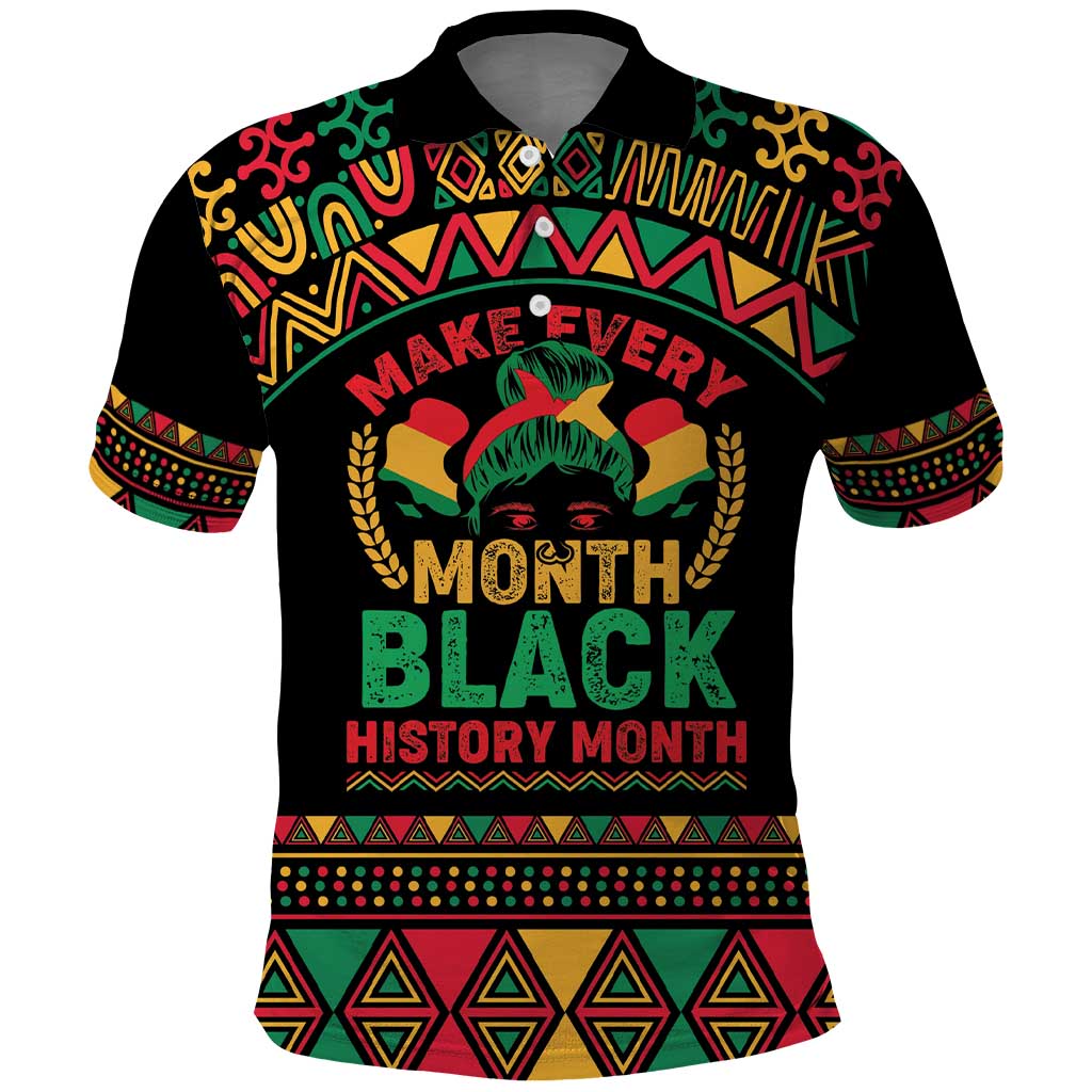 Make Every Month Black History Month Polo Shirt African Pattern LT01