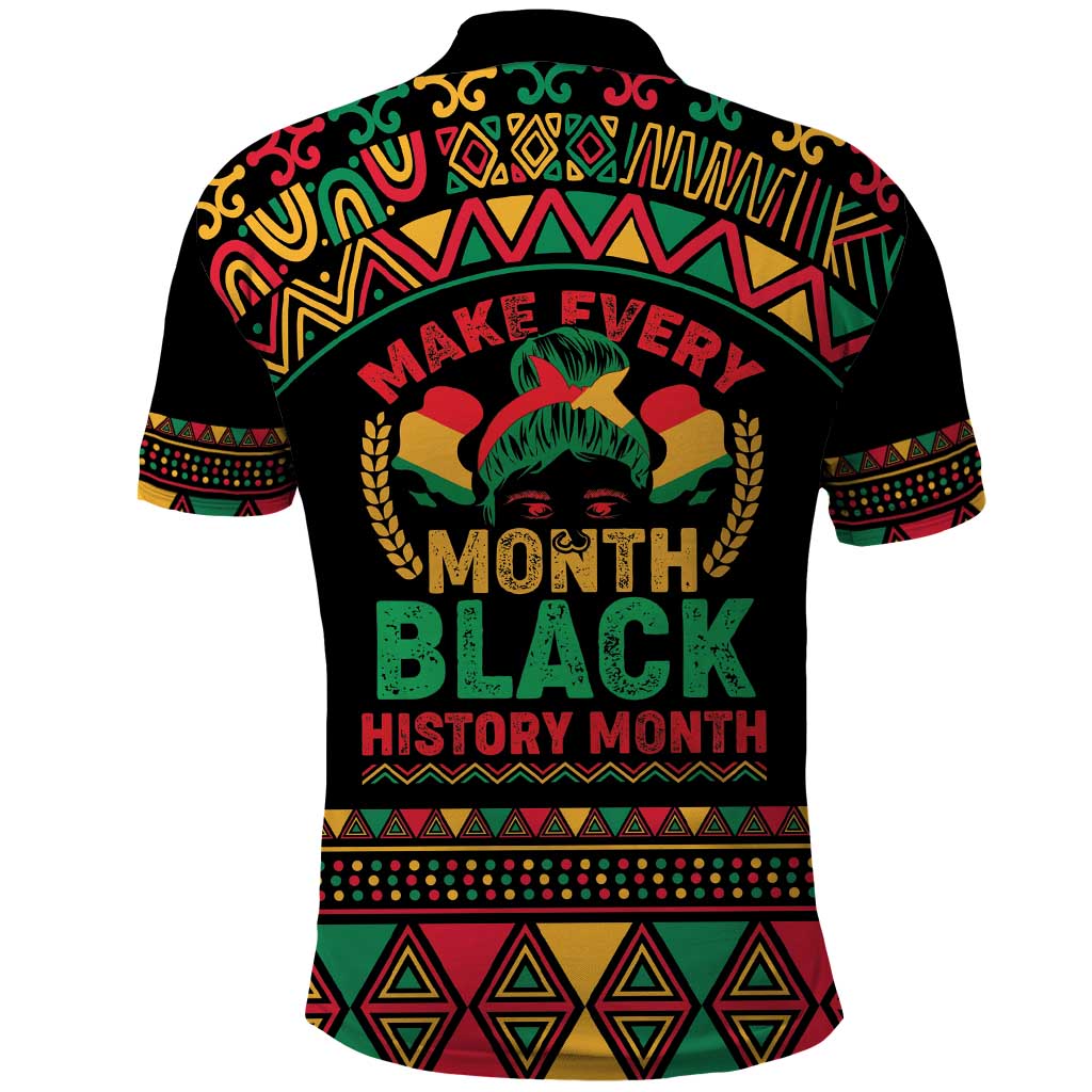 Make Every Month Black History Month Polo Shirt African Pattern LT01