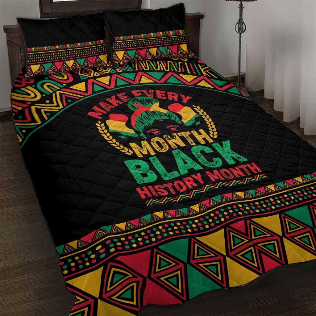 Make Every Month Black History Month Quilt Bed Set African Pattern LT01