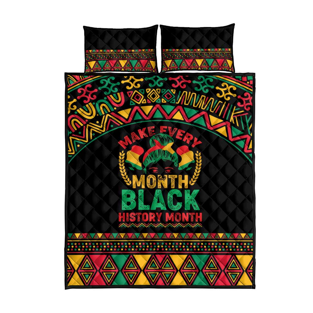 Make Every Month Black History Month Quilt Bed Set African Pattern LT01
