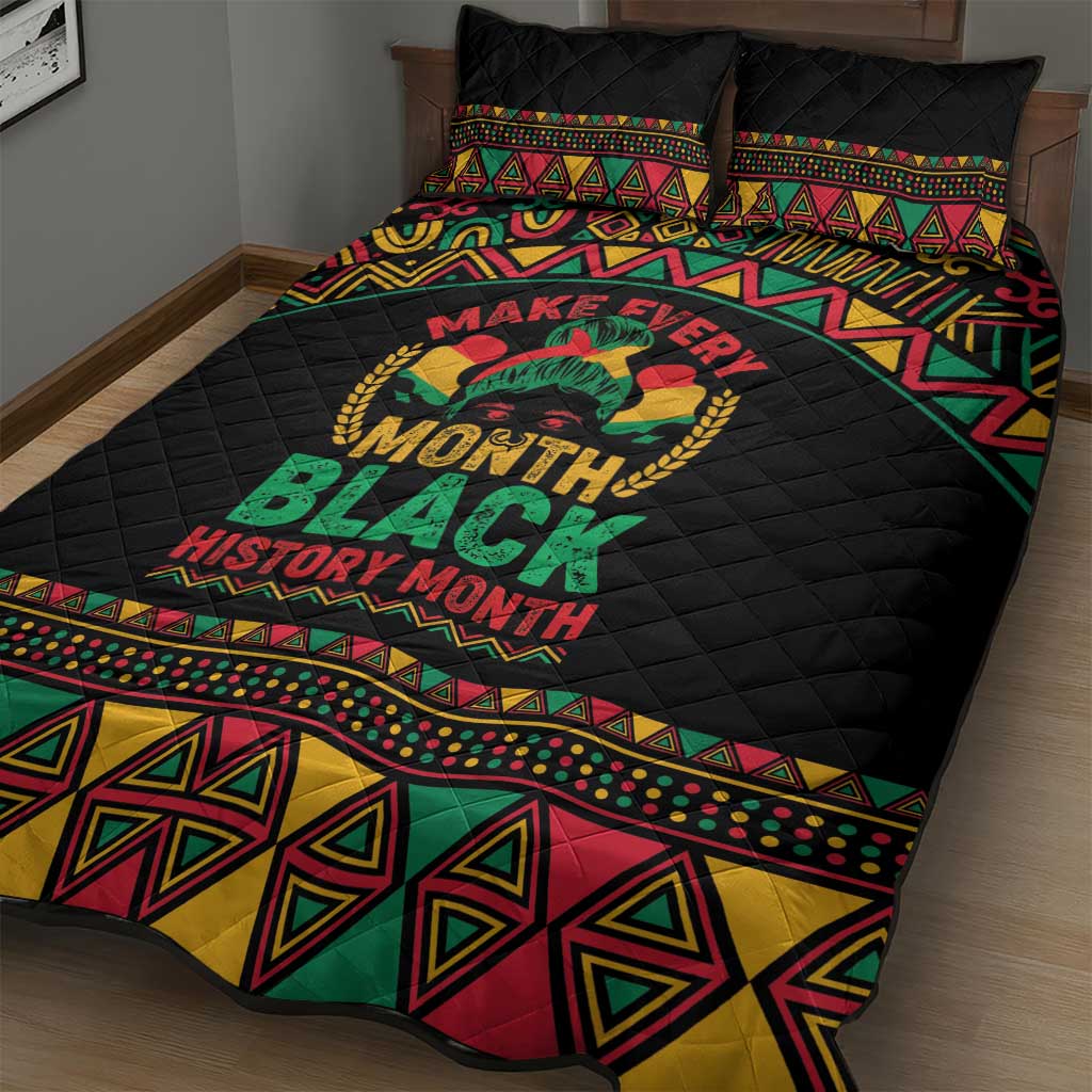 Make Every Month Black History Month Quilt Bed Set African Pattern LT01