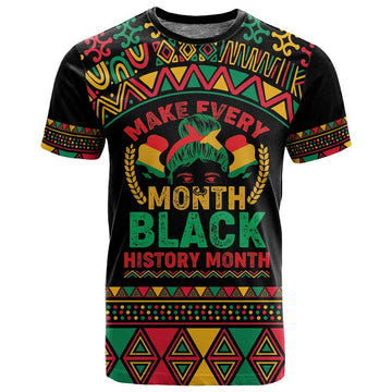 Make Every Month Black History Month T shirt African Pattern LT01