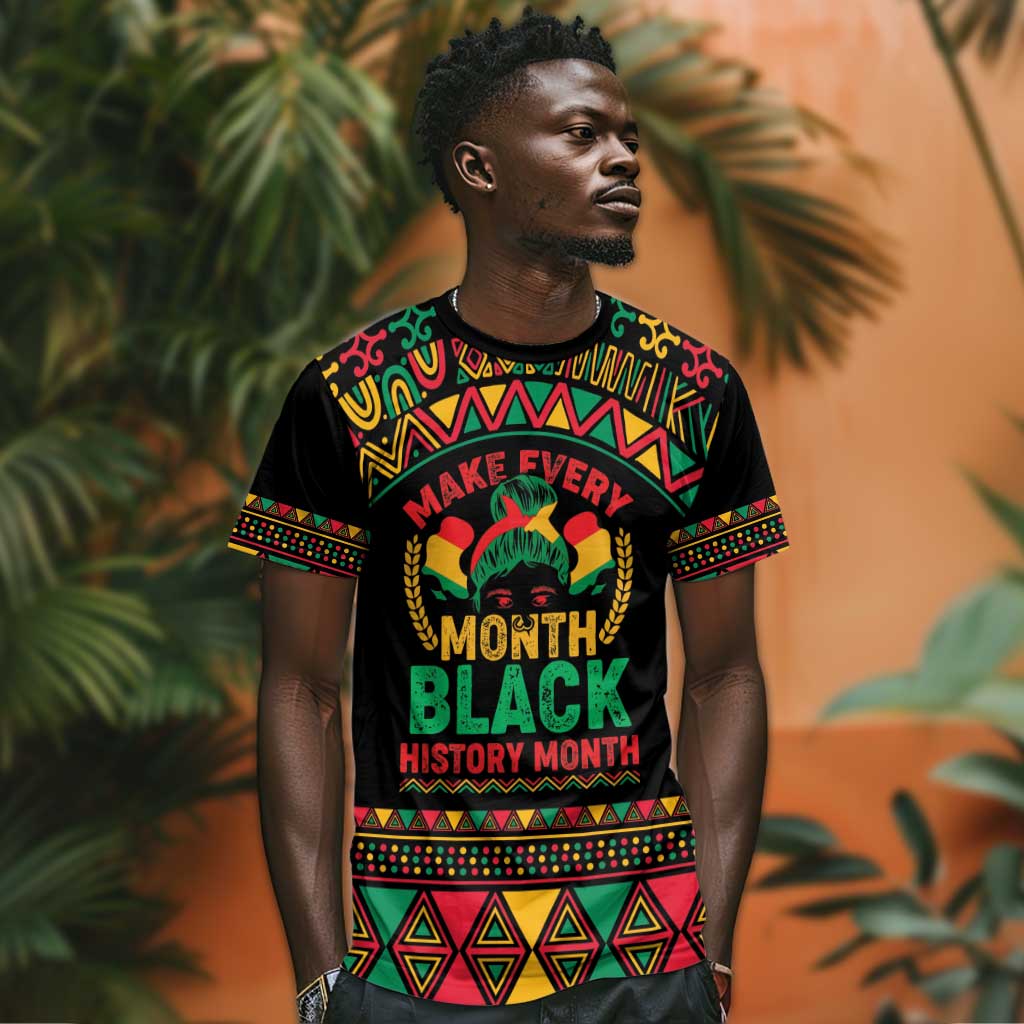 Make Every Month Black History Month T shirt African Pattern LT01