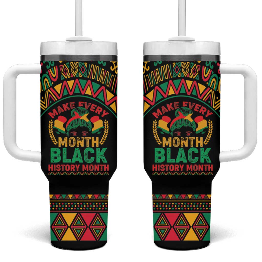 Make Every Month Black History Month Tumbler With Handle African Pattern LT01