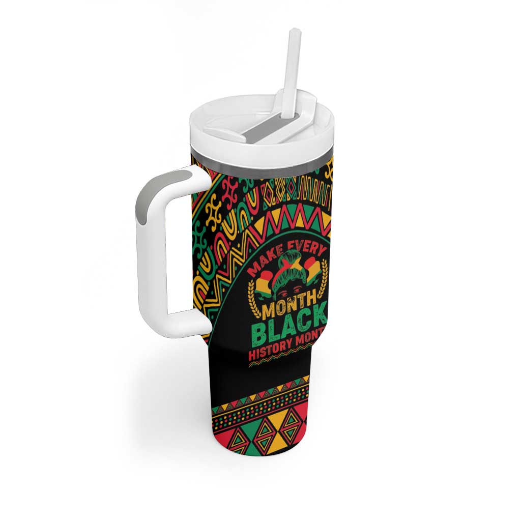 Make Every Month Black History Month Tumbler With Handle African Pattern LT01