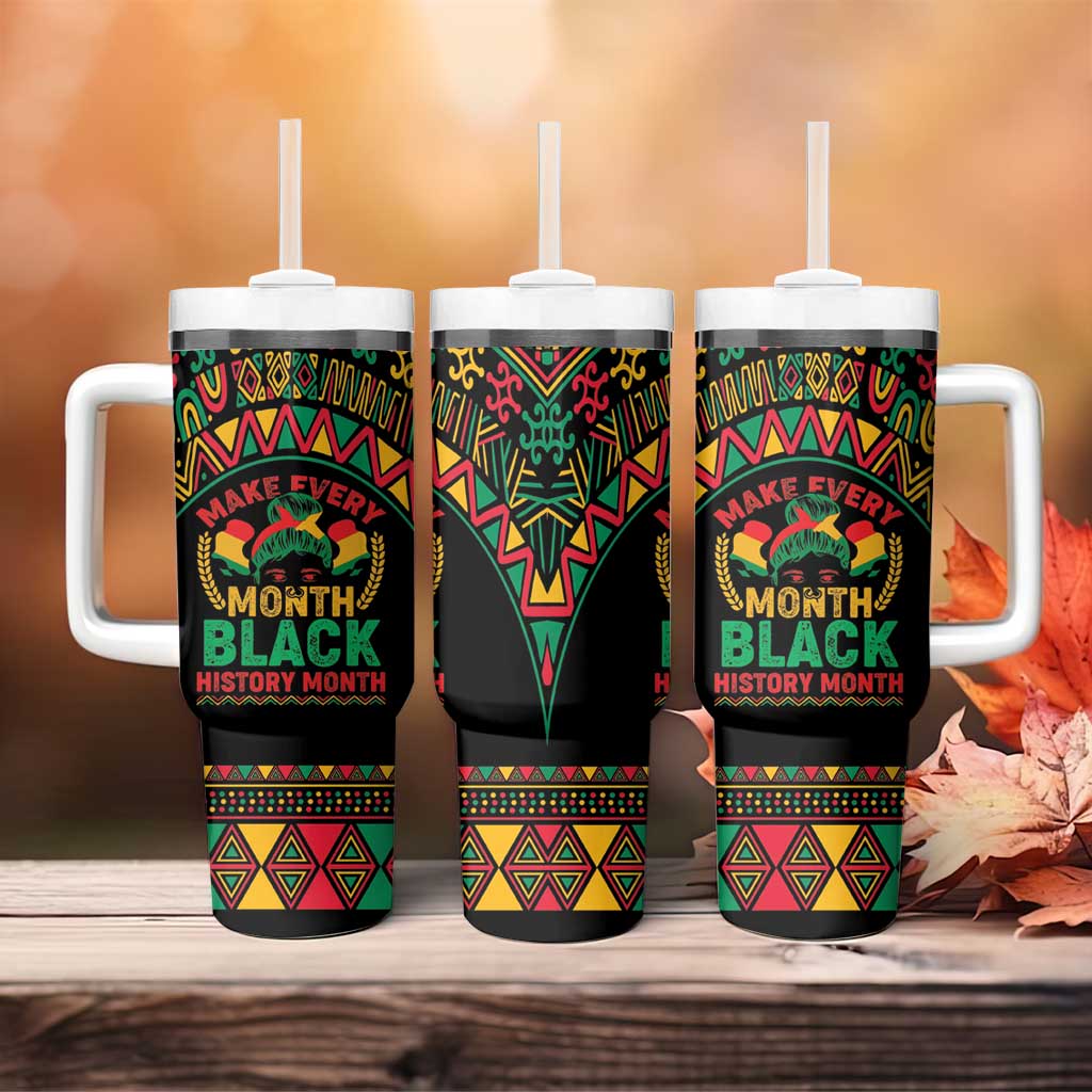 Make Every Month Black History Month Tumbler With Handle African Pattern LT01