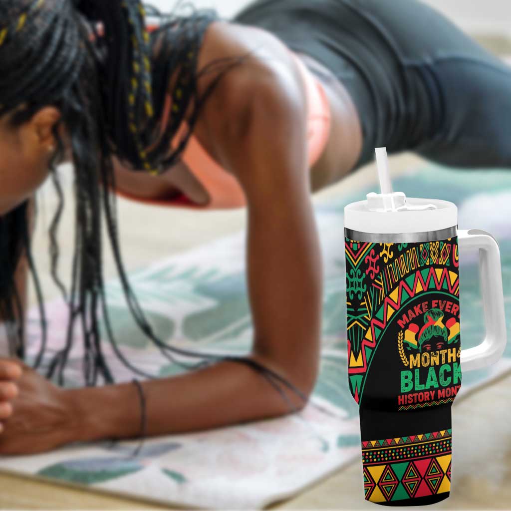 Make Every Month Black History Month Tumbler With Handle African Pattern LT01