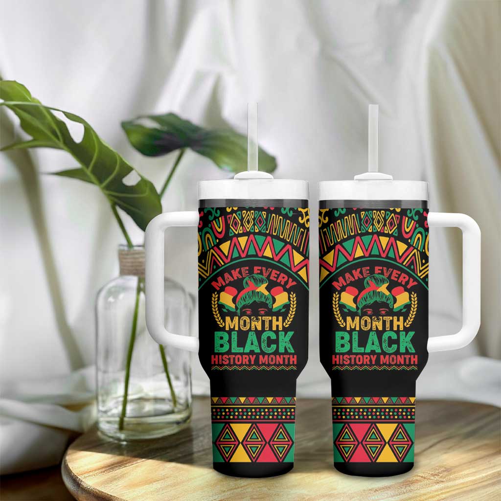Make Every Month Black History Month Tumbler With Handle African Pattern LT01